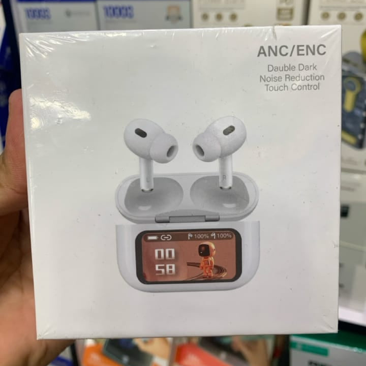 A9 Pro Touch Screen AirPods Pro with Active Noise Cancellation (ANC) & LCD Display | Bluetooth 5.0 Wireless Earbuds