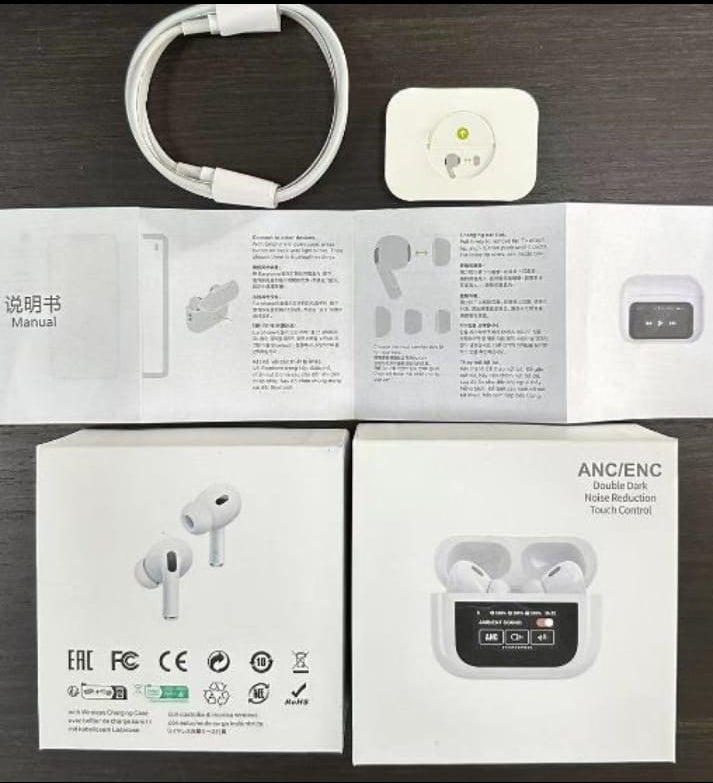 A9 Pro Touch Screen AirPods Pro with Active Noise Cancellation (ANC) & LCD Display | Bluetooth 5.0 Wireless Earbuds