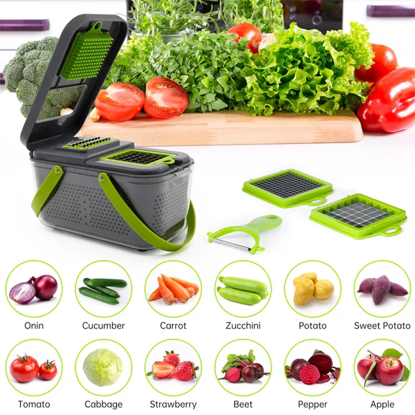 22-in-1 Kitchen Multifunctional Vegetable Cutter & Slicer Set | Chopper for Onion, Potato, Fruits & More