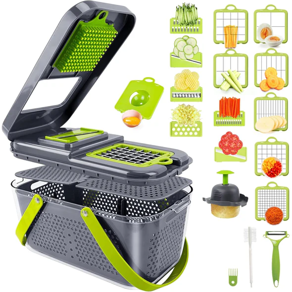 22-in-1 Kitchen Multifunctional Vegetable Cutter & Slicer Set | Chopper for Onion, Potato, Fruits & More