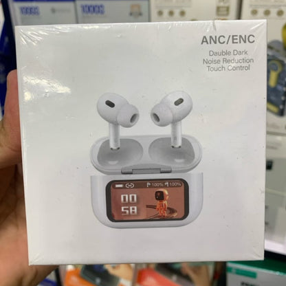 A9 Pro Touch Screen AirPods Pro with Active Noise Cancellation (ANC) & LCD Display | Bluetooth 5.0 Wireless Earbuds