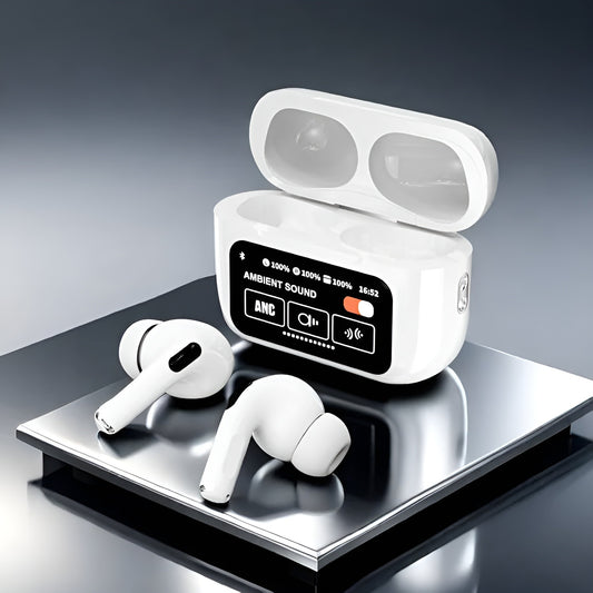 A9 Pro Touch Screen AirPods Pro with Active Noise Cancellation (ANC) & LCD Display | Bluetooth 5.0 Wireless Earbuds